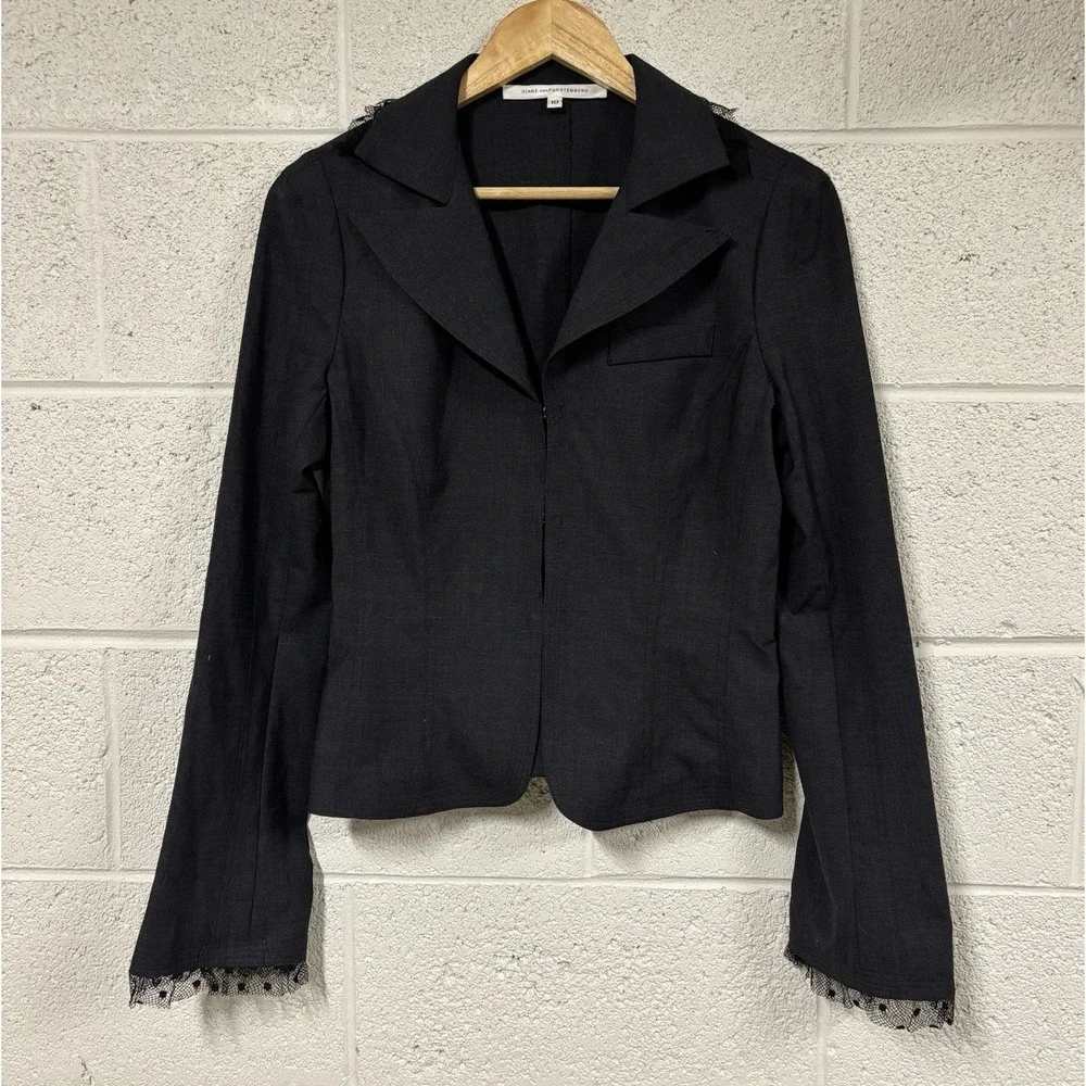 Diane von Furstenberg Black Blazer Jacket Women's Size 10 - Picture 1 of 4